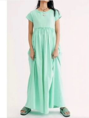 Free People Carissa Crystal Mint Green Maxi Tee Dress